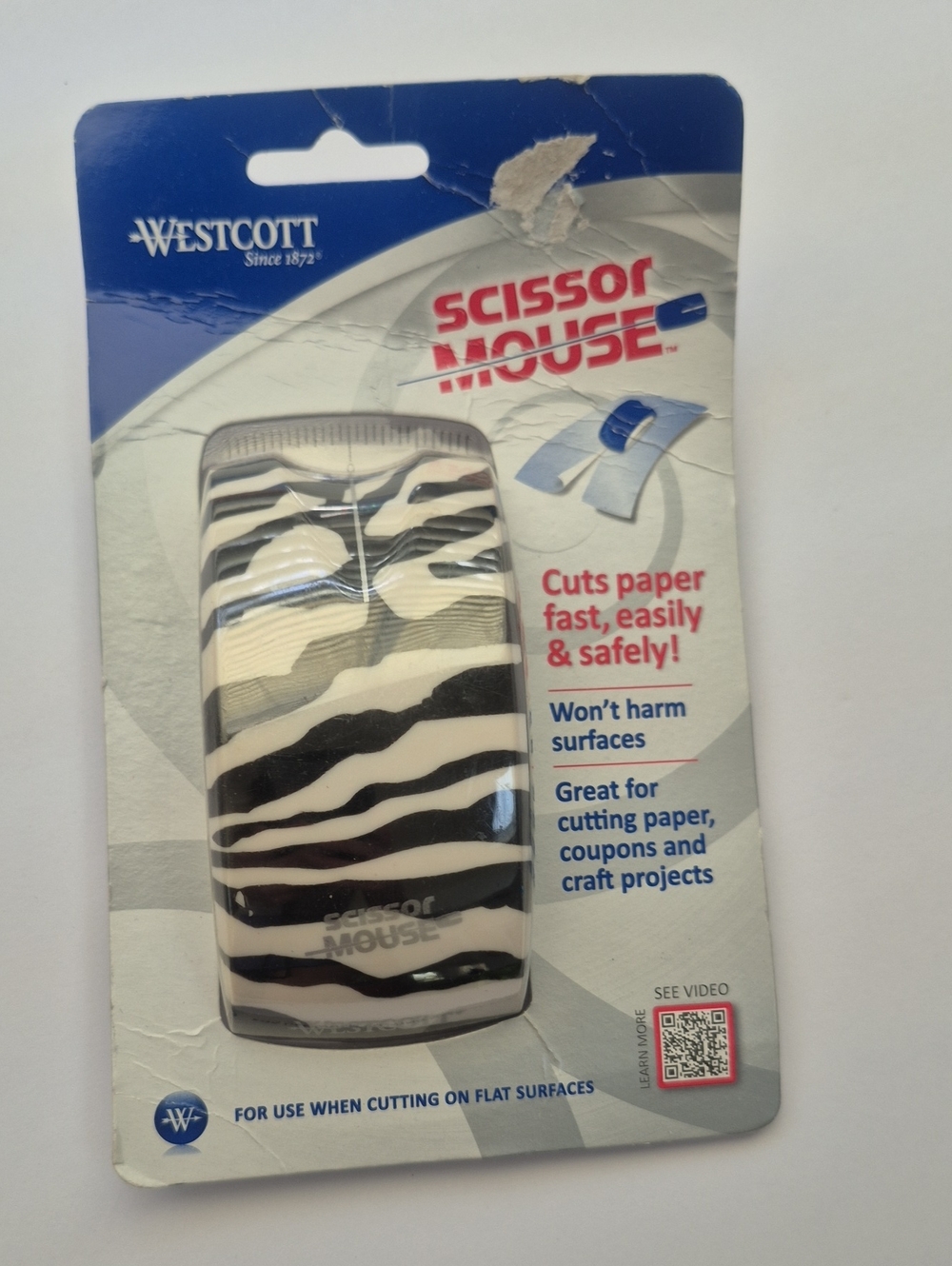 2011 Westcott Scissor Mouse Zebra Print Paper Cutter